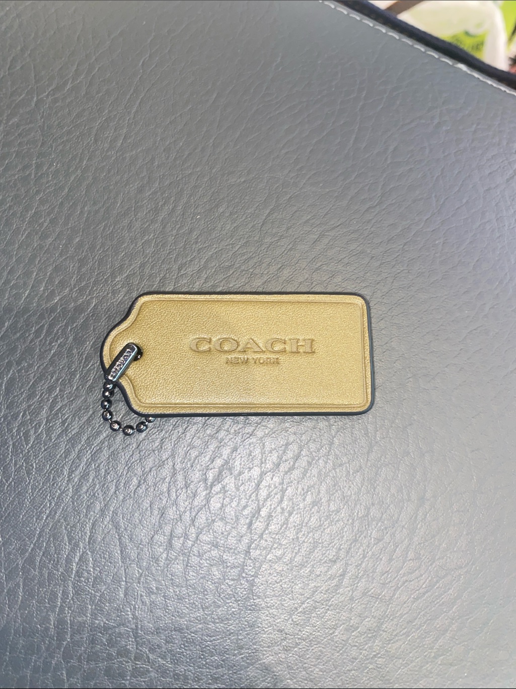 Coach New York Hang Tag Hangtag Leather Green Replace Authentic Ball Chain 25